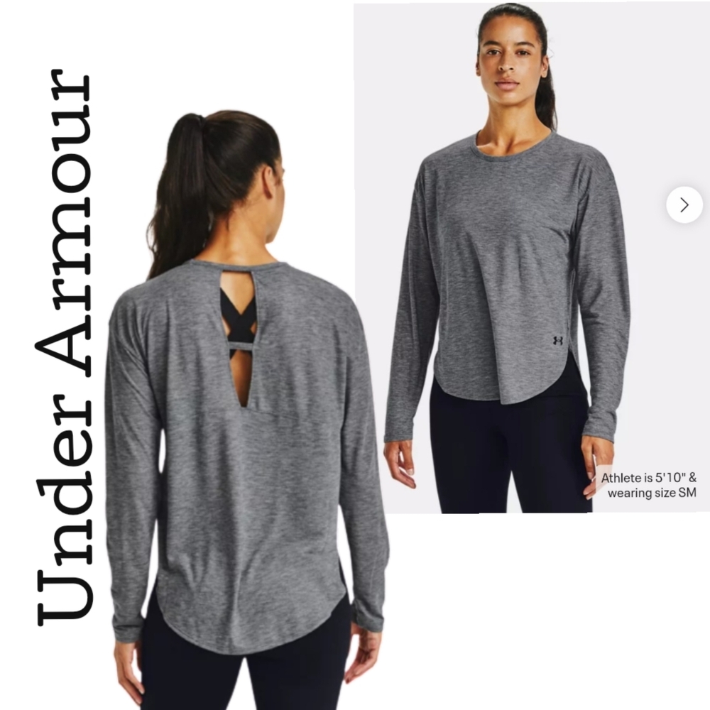 Under Armour Gray Long Sleeve with Open Detail Design on Back Size Sm